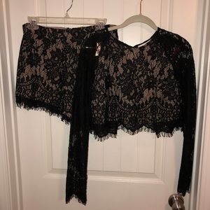 Black and Nude Lace Set